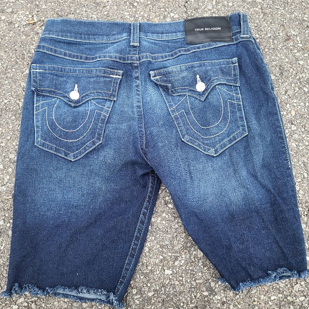 True Religion men's size 36 cut-off jean shorts denim jeans blue mens